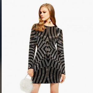 Beaded metallic party dress